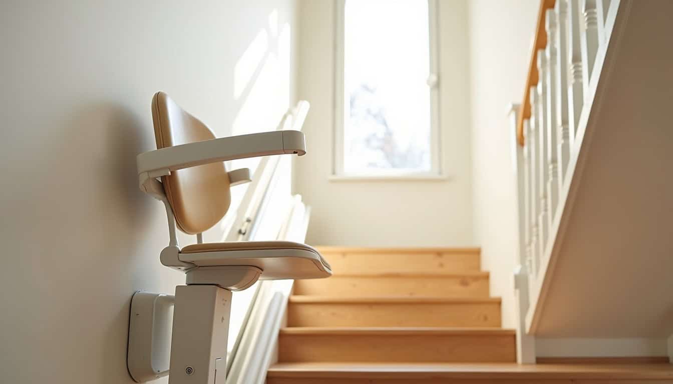 Monte-escalier droit en cours d