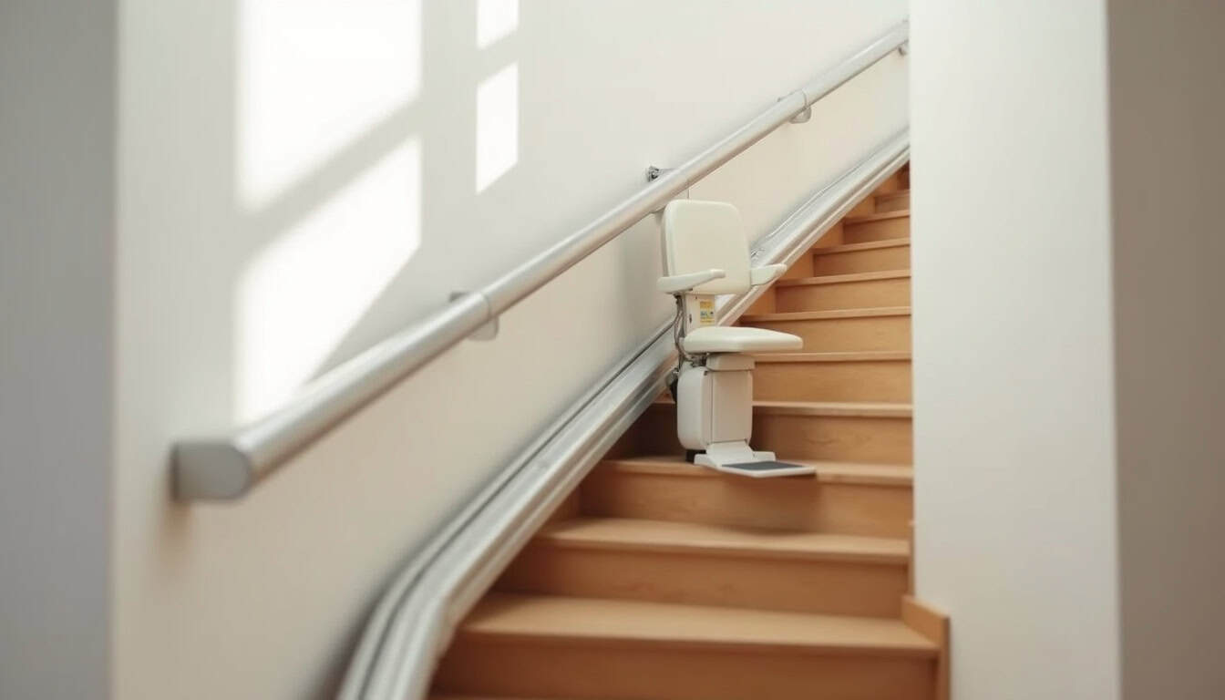 Monte-escalier droit en cours d
