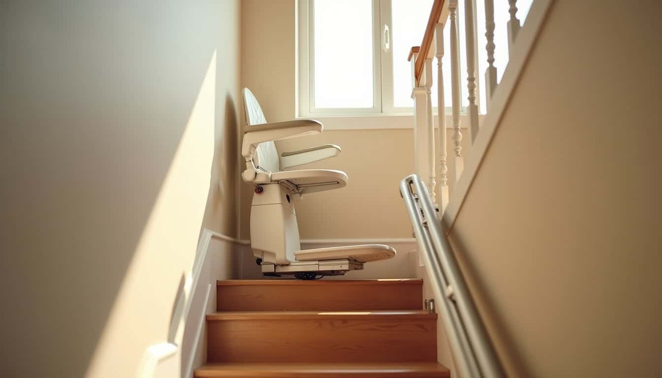 Monte-escalier droit en cours d
