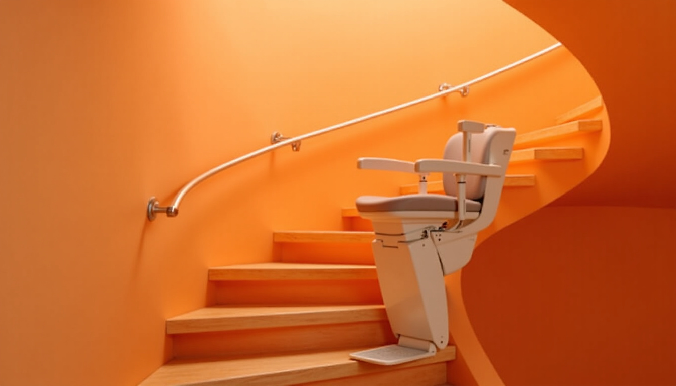 Monte-escalier droit et tournant installé dans une maison de Grenade