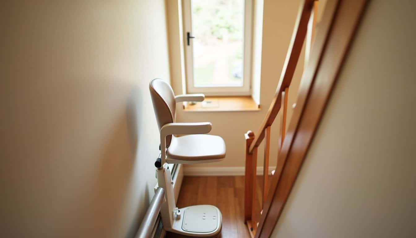Monte-escalier droit installé dans un escalier intérieur à Marolles-en-Brie