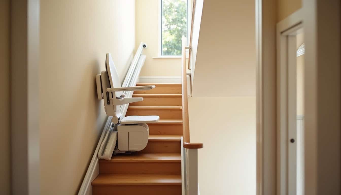 Monte-escalier droit installé dans un escalier intérieur à Mtsamboro
