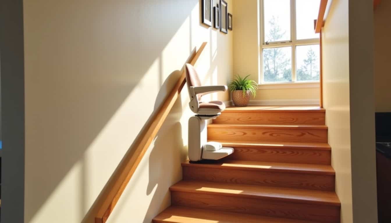 Monte-escalier droit installé dans un escalier intérieur à Saint-Esprit
