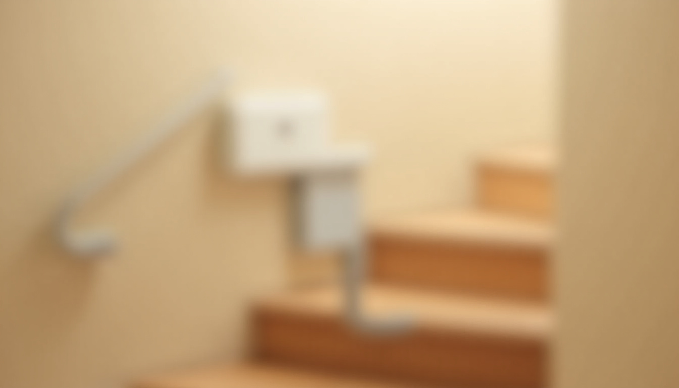 Monte-escalier droit installé dans un escalier intérieur, avec siège ergonomique et rail discret