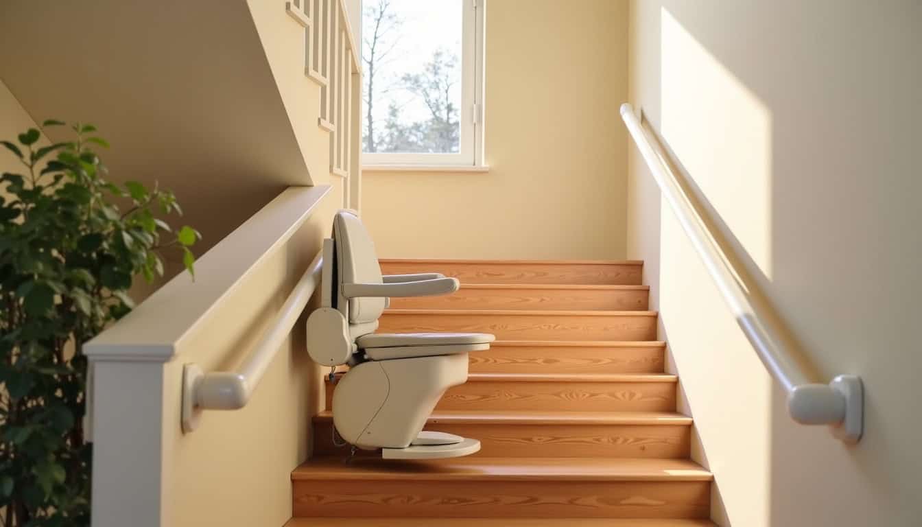 Monte-escalier droit installé dans un escalier intérieur droit à Stosswihr