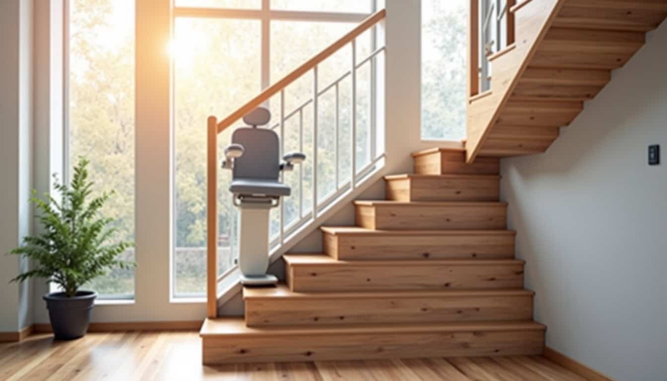 Monte-escalier droit installé dans un intérieur moderne