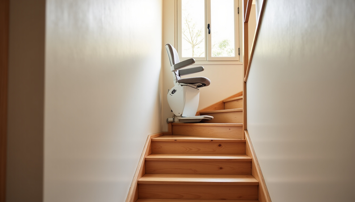 Monte-escalier droit installé dans une maison à Armentières