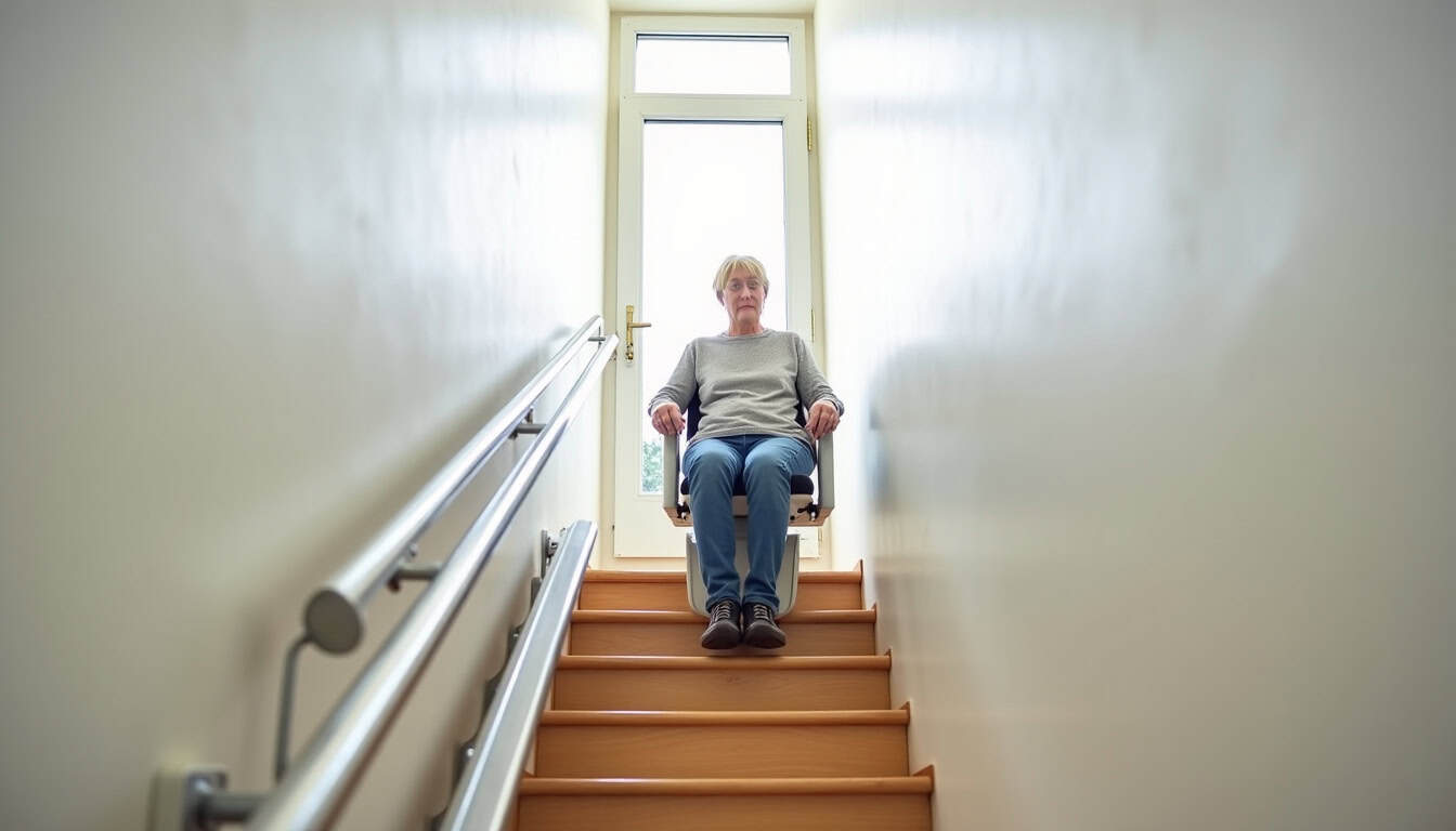 Monte-escalier droit installé dans une maison à Brignoles