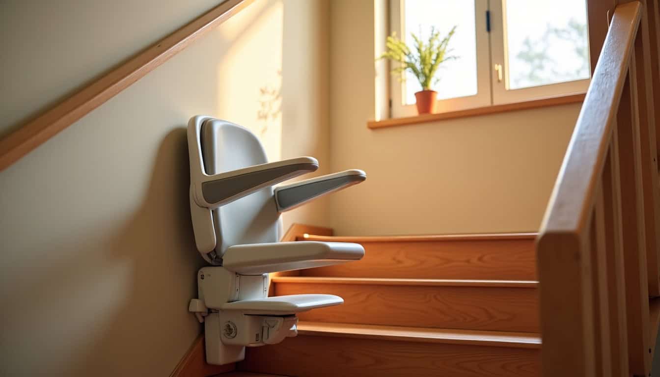 Monte-escalier droit installé dans une maison à Cantenay-Épinard