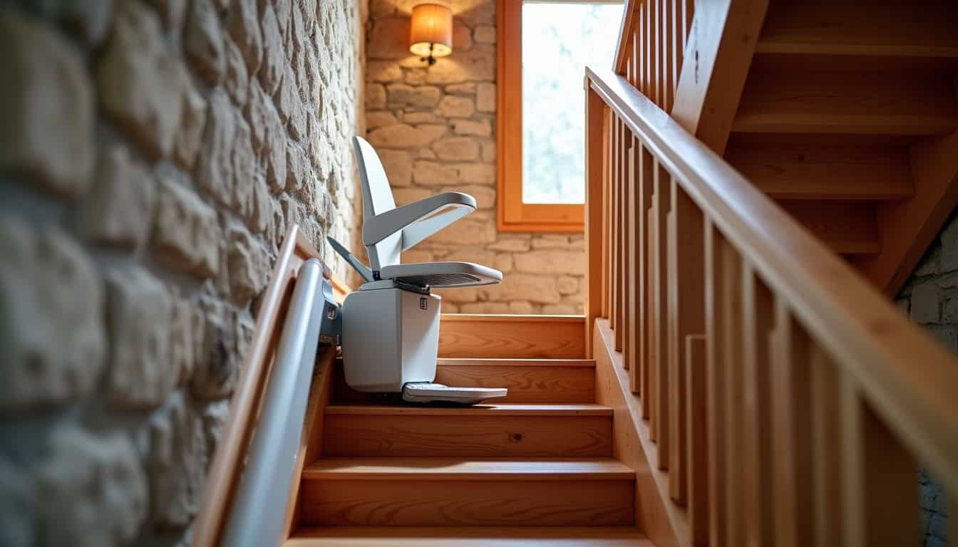 Monte-escalier droit installé dans une maison à Crêts en Belledonne
