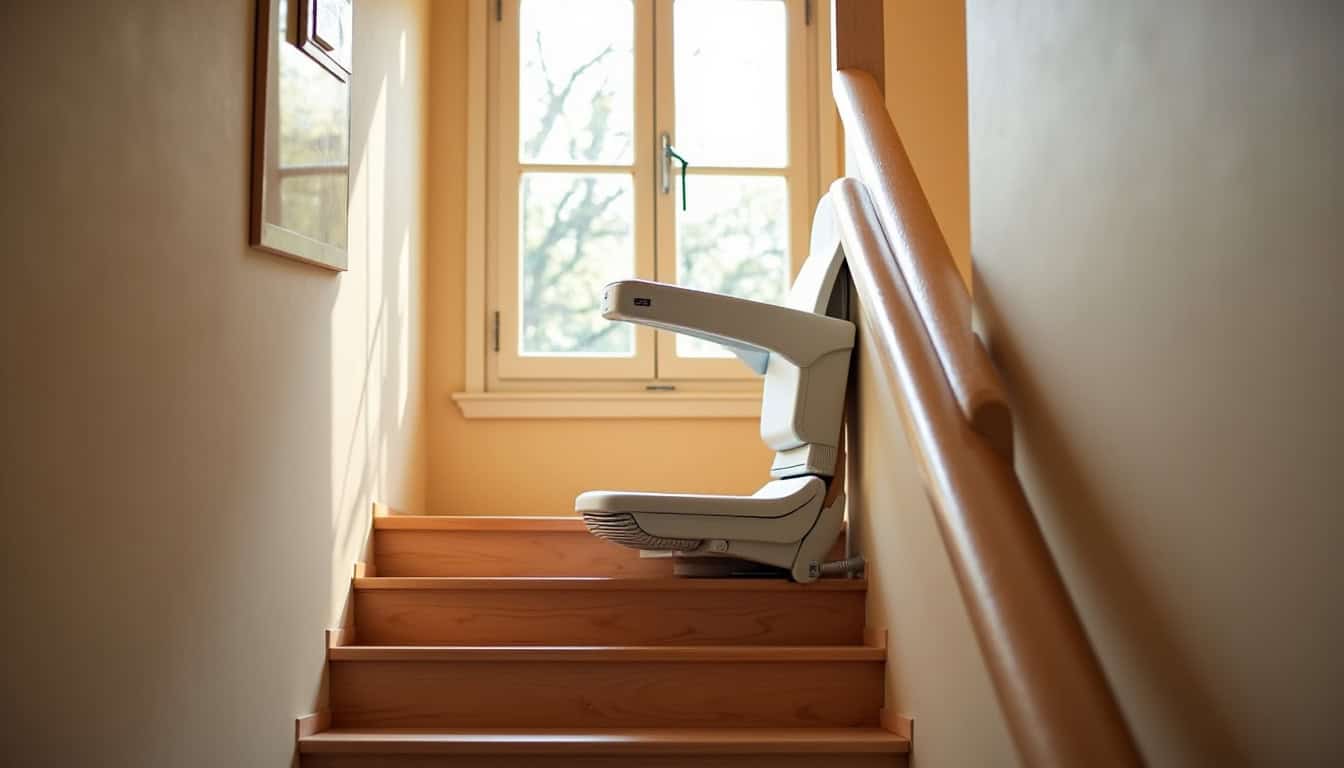Monte-escalier droit installé dans une maison à Famars