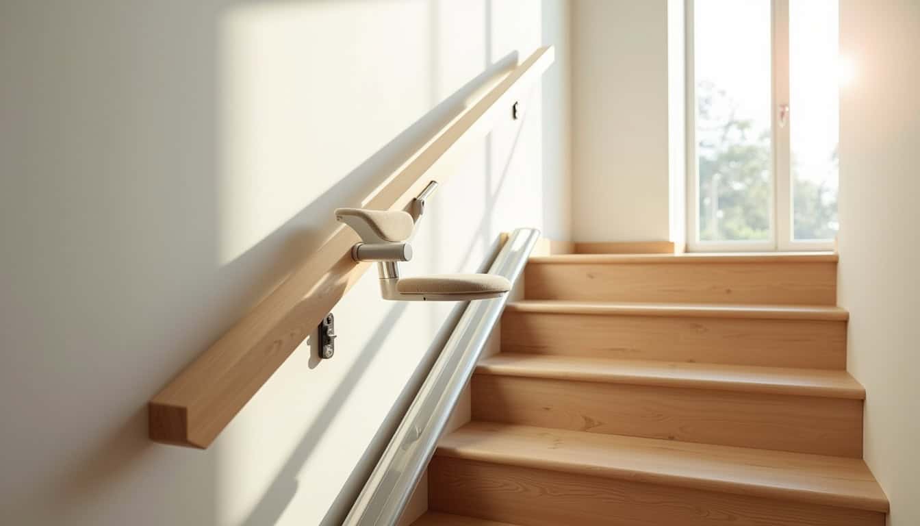 Monte-escalier droit installé dans une maison à Fresquiennes, vue d