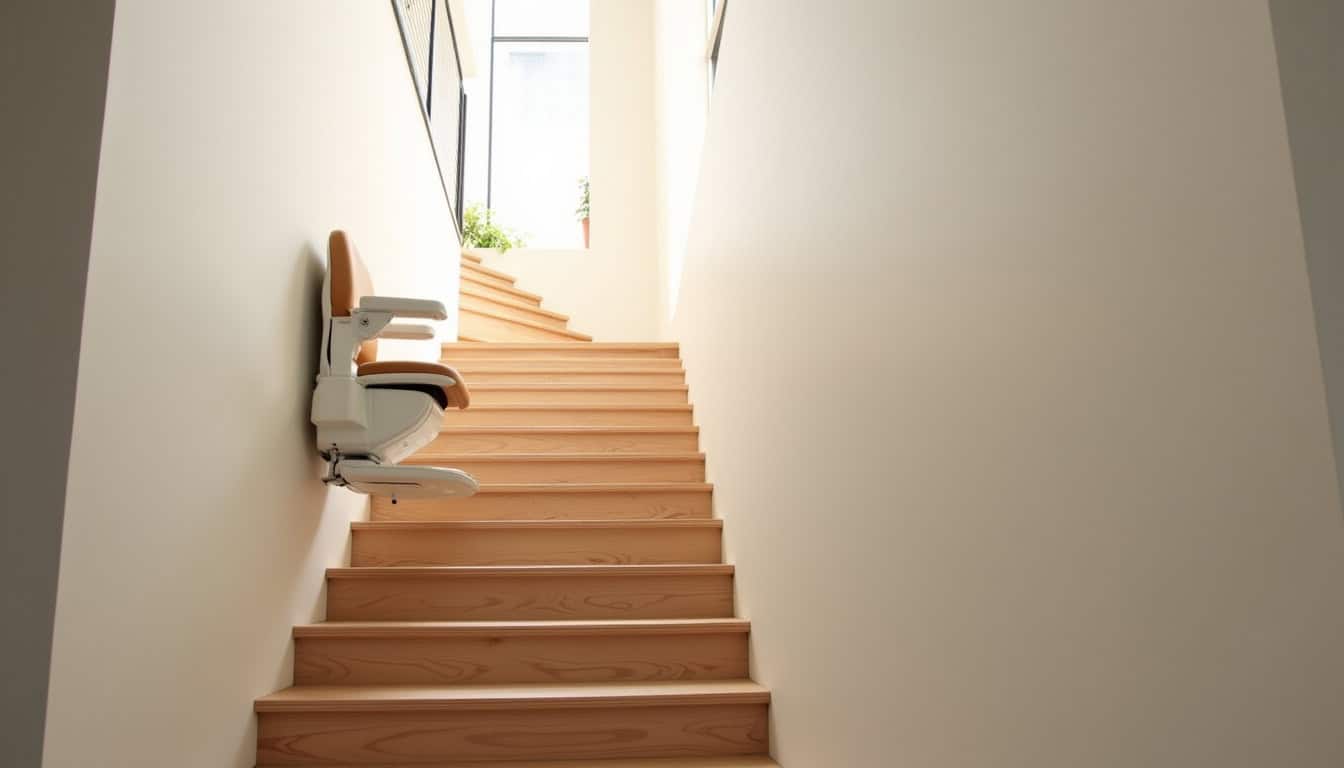 Monte-escalier droit installé dans une maison à Gros-Réderching