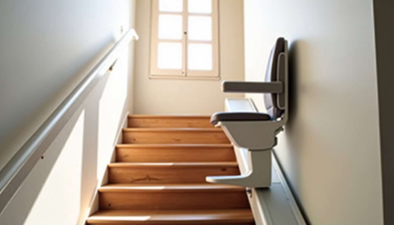Monte-escalier droit installé dans une maison à Louviers, escalier rectiligne