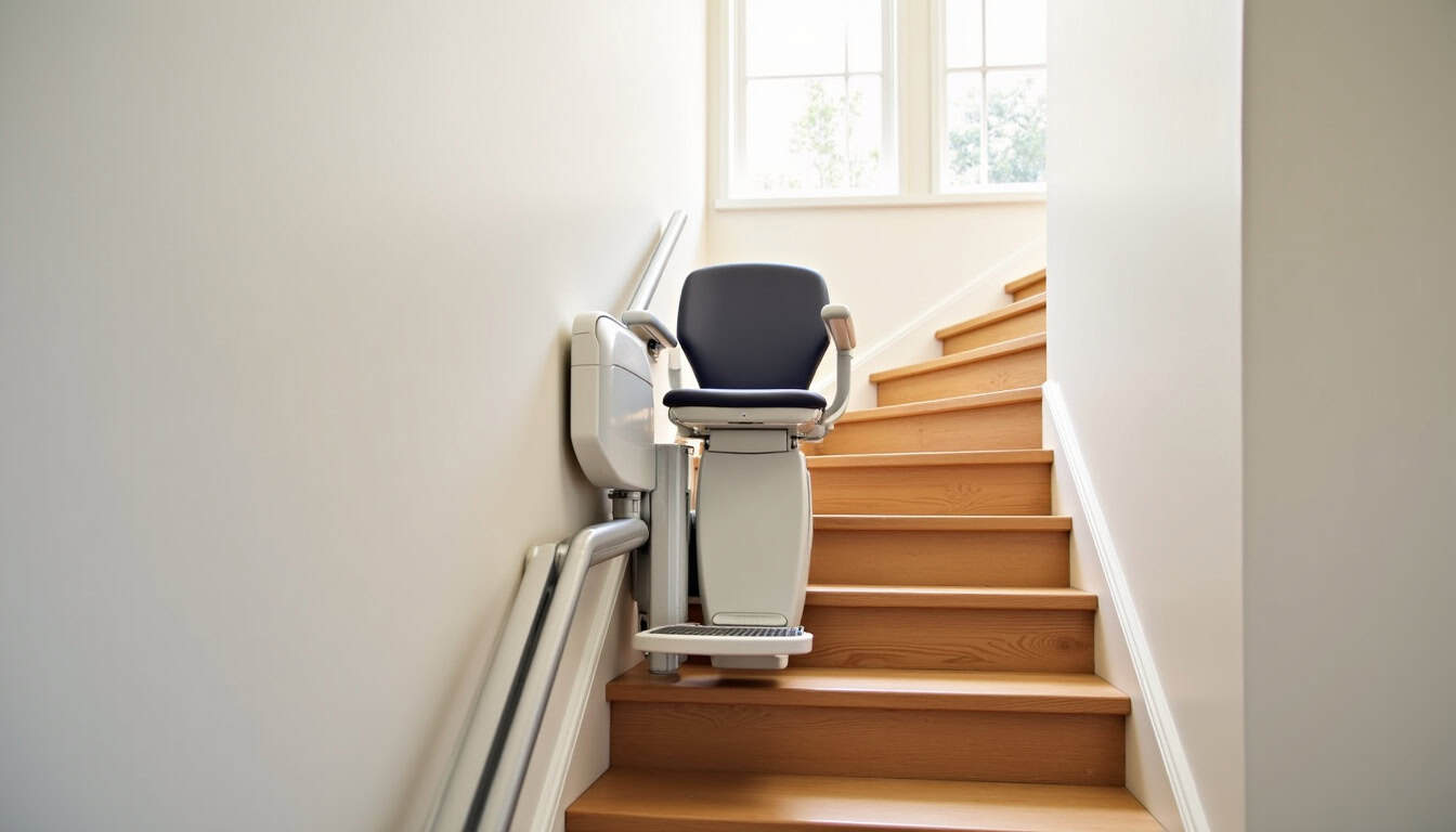 Monte-escalier droit installé dans une maison à Meaux