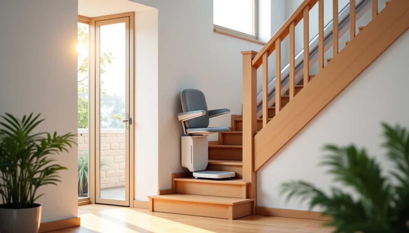 Monte-escalier droit installé dans une maison à Merris