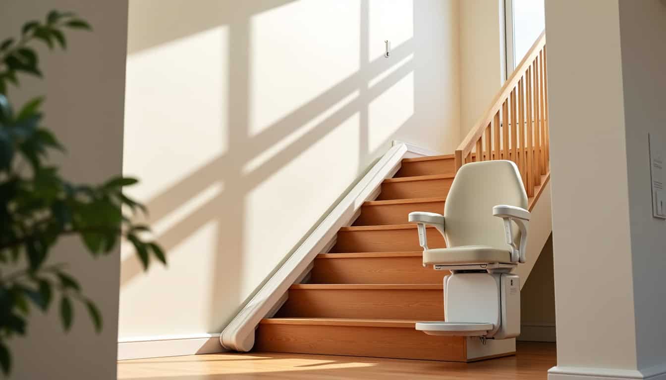 Monte-escalier droit installé dans une maison à Pabu