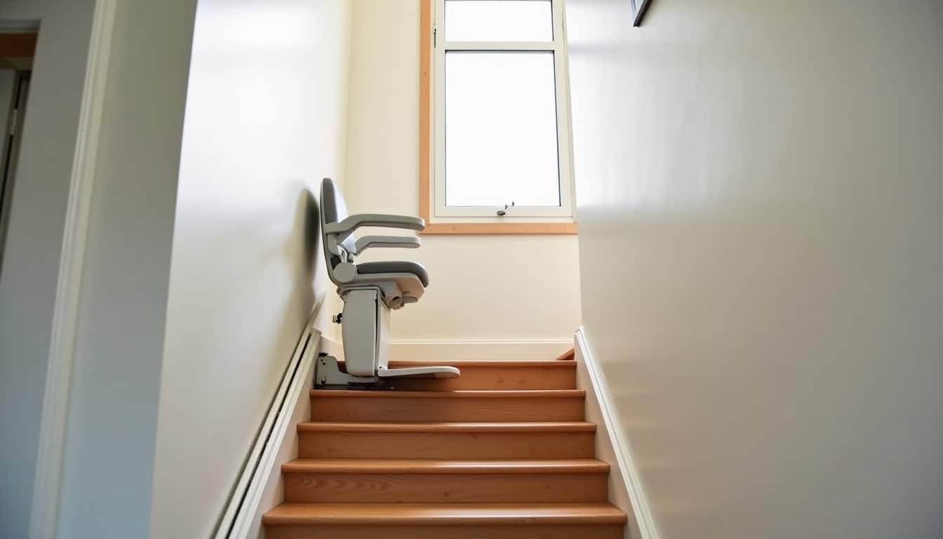 Monte-escalier droit installé dans une maison à Rumegies