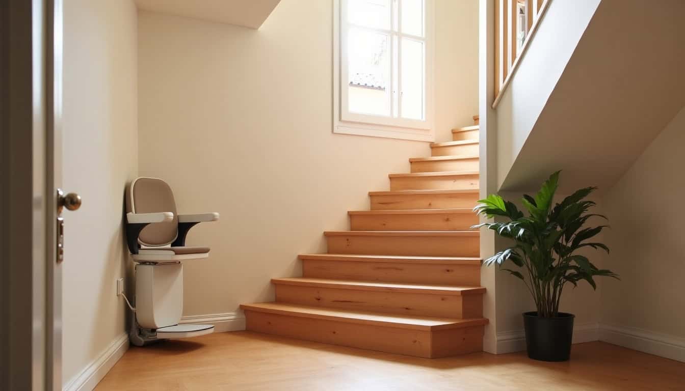Monte-escalier droit installé dans une maison à Saint-Germain-en-Laye