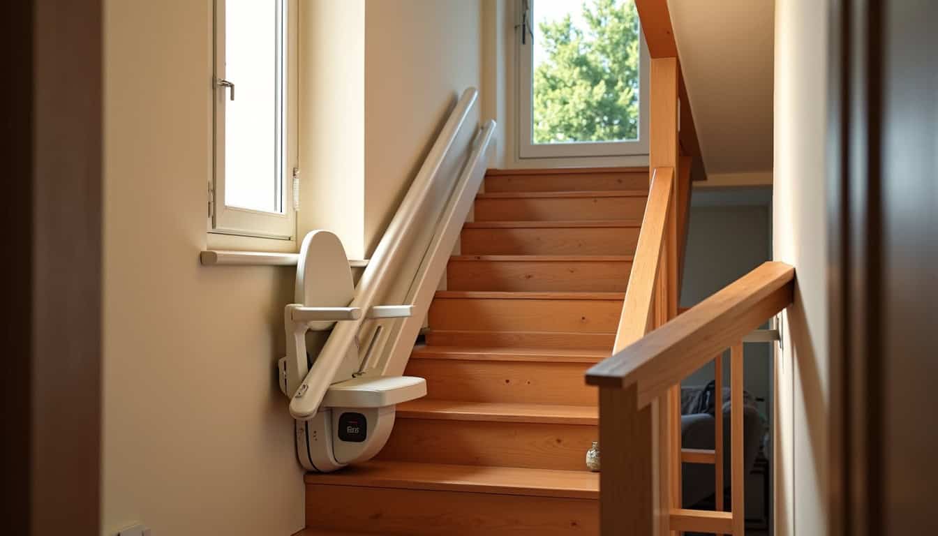 Monte-escalier droit installé dans une maison à Saint-Lô