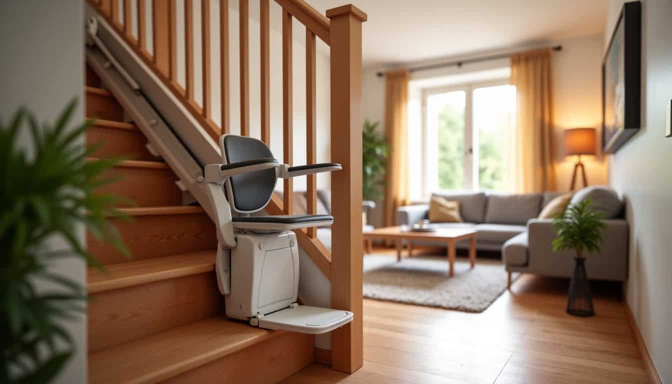 Monte-escalier droit installé dans une maison à Saint-Pourçain-sur-Sioule