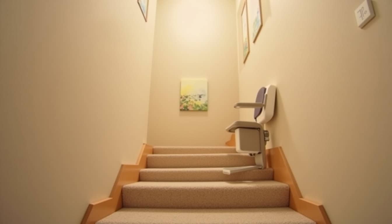 Monte-escalier droit installé dans une maison à Tessy-Bocage