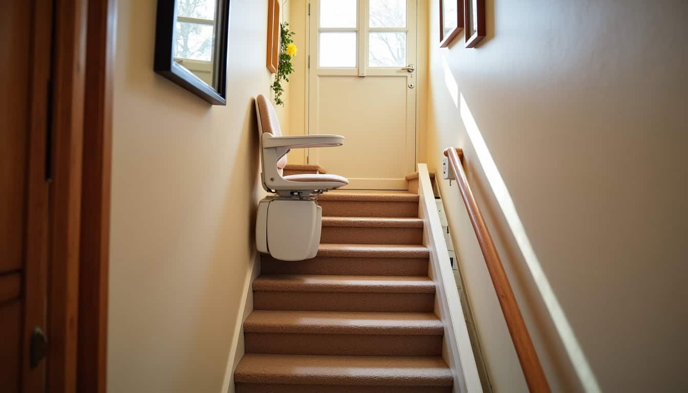 Monte-escalier droit installé dans une maison à Torpes