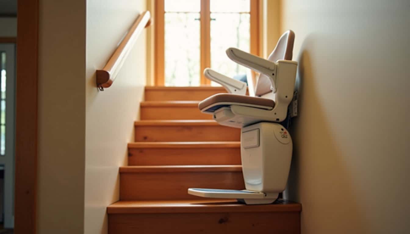 Monte-escalier droit installé dans une maison à Wandignies-Hamage