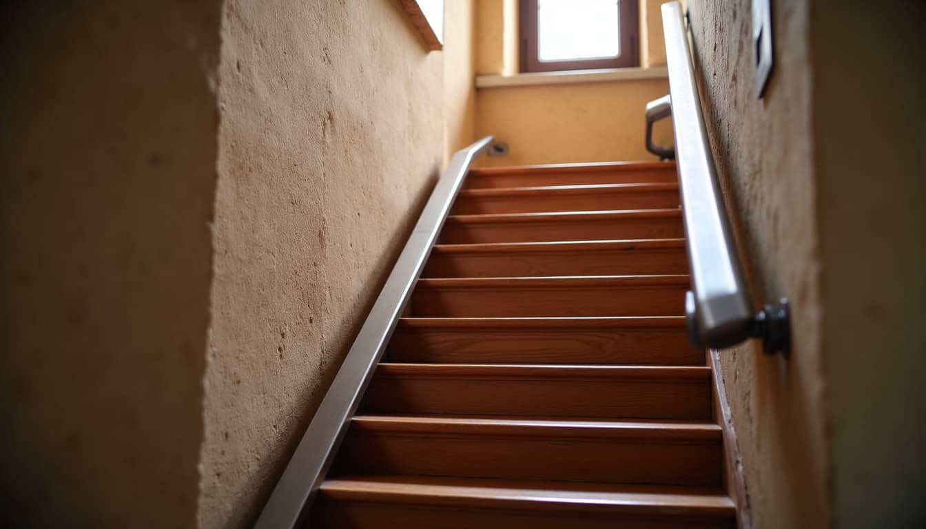 Monte-escalier droit installé sur un escalier de maison ancienne à Alès
