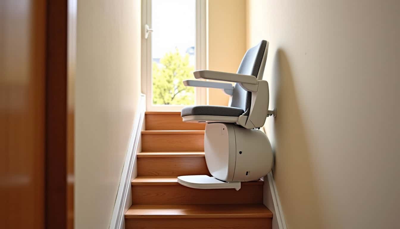 Monte-escalier droit installé sur un escalier intérieur à Villebret