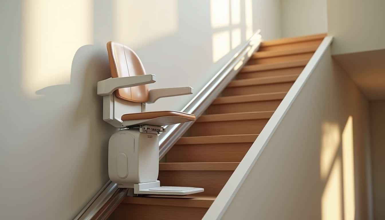 Monte-escalier droit installé sur un escalier intérieur droit sans virage