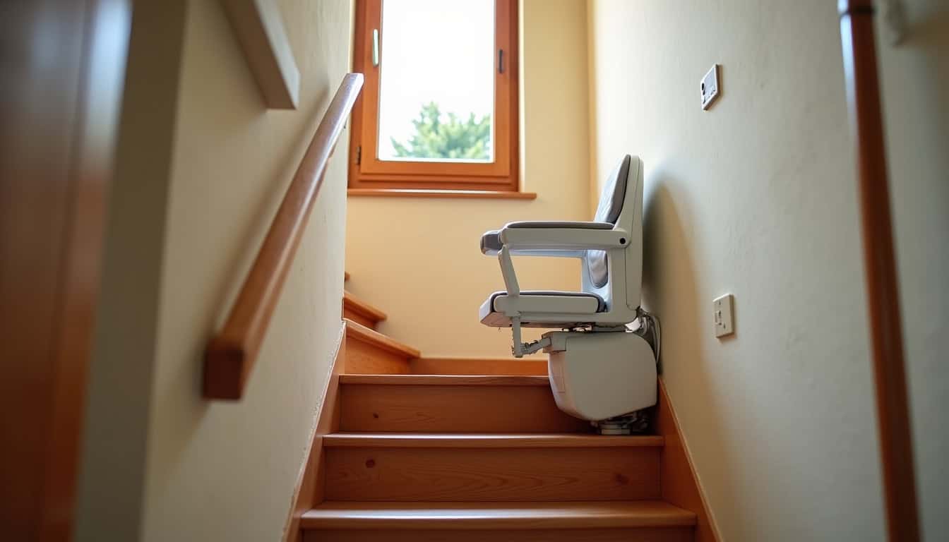 Monte-escalier en cours de location pour usage temporaire à Cantenay-Épinard