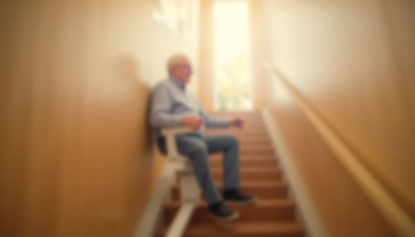 Monte-escalier en fonctionnement dans une maison à Cambronne-lès-Clermont