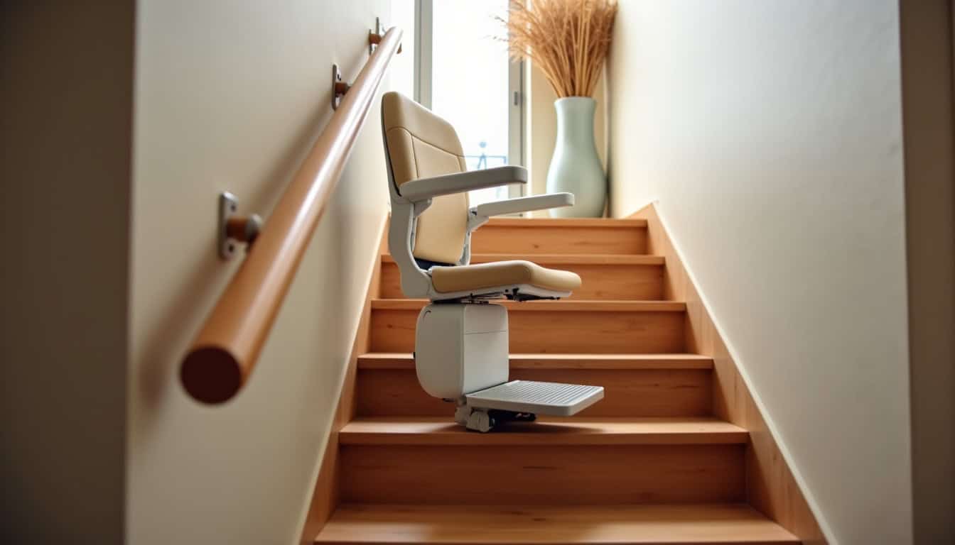 Monte-escalier en fonctionnement dans une maison à Longeault-Pluvault