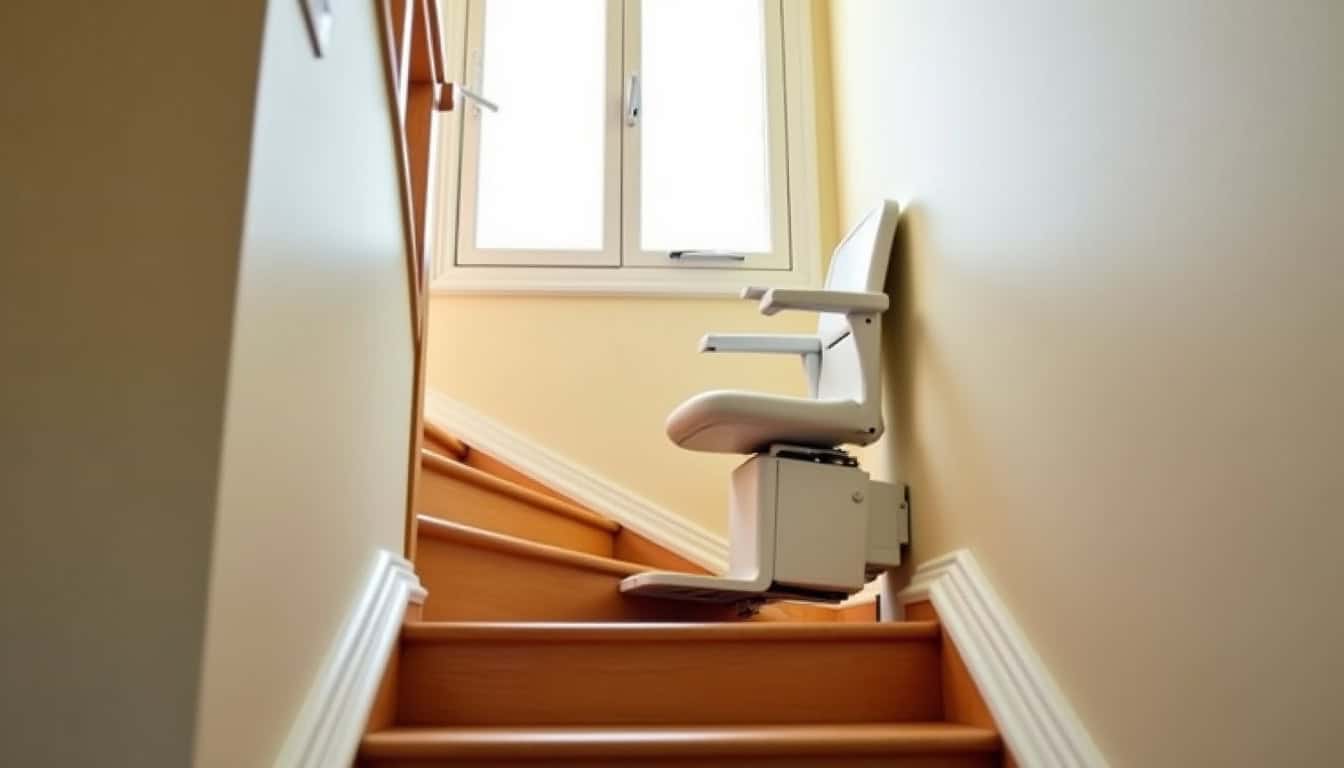 Monte-escalier en fonctionnement dans une maison à Plaisance-du-Touch