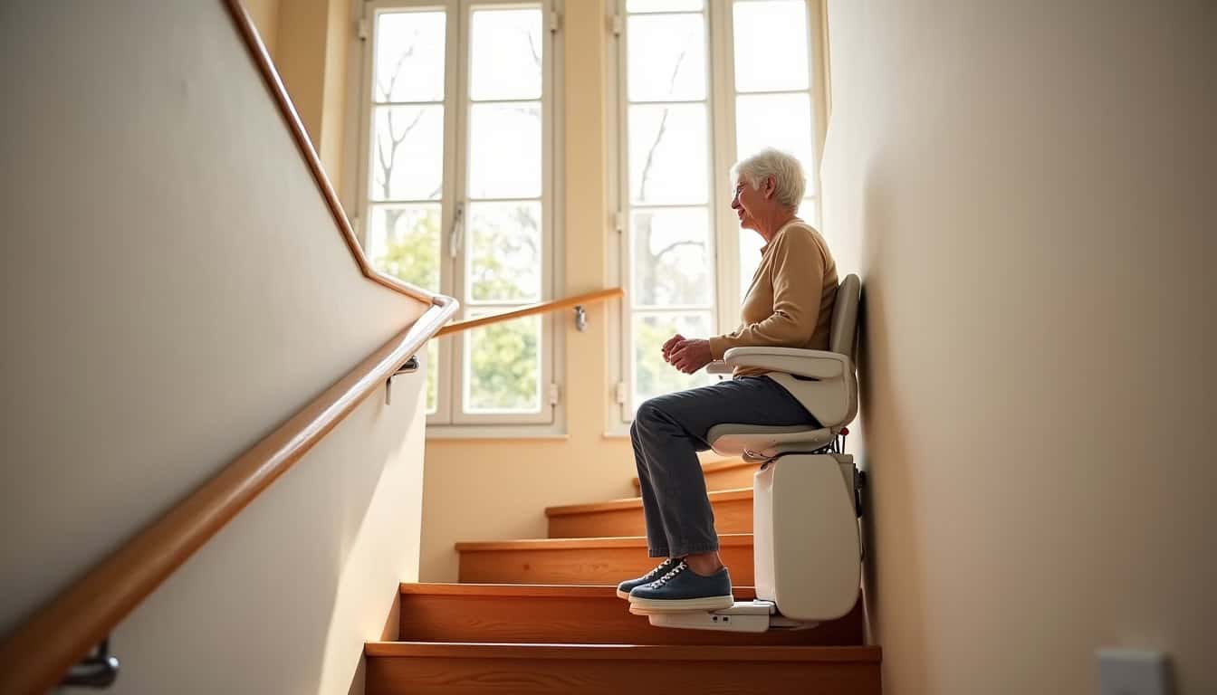 Monte-escalier en fonctionnement dans une maison de Saint-André-les-Vergers