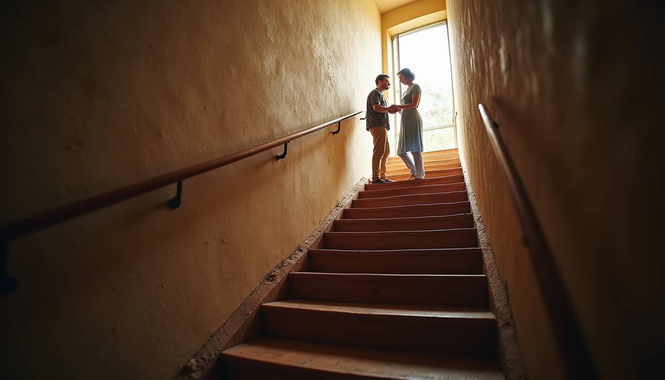 Monte-escalier en fonctionnement dans une maison de Saint-Planchers