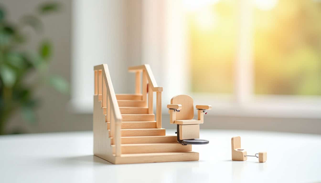 Monte-escalier en location dans une maison de Saint-Pal-de-Chalencon en cours de remplacement après usage temporaire