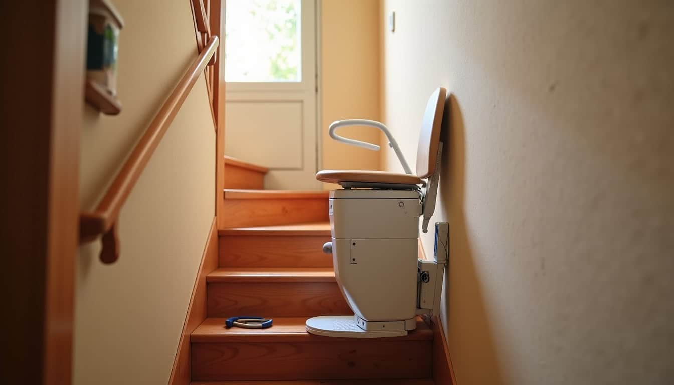Monte-escalier en location installé provisoirement dans une maison à Barbentane
