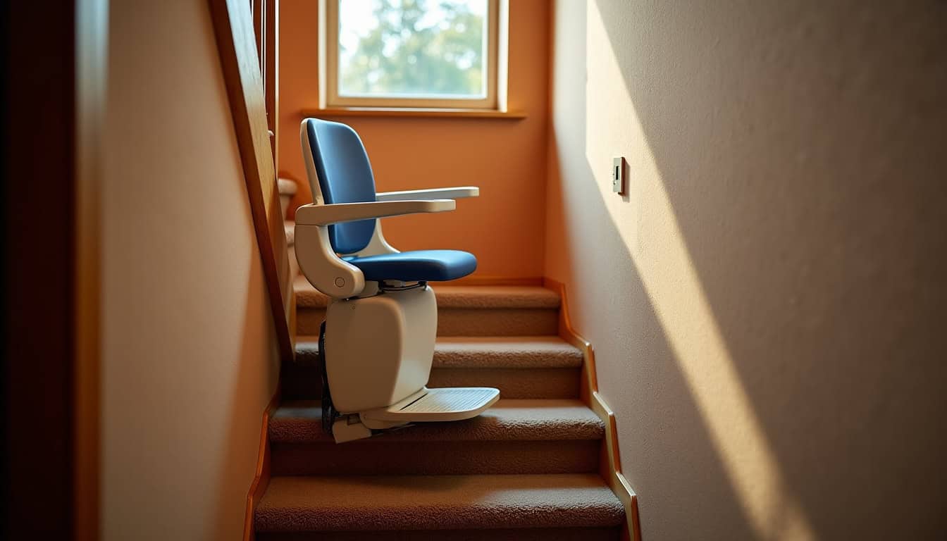 Monte-escalier en location installé temporairement dans une maison à Lieurey