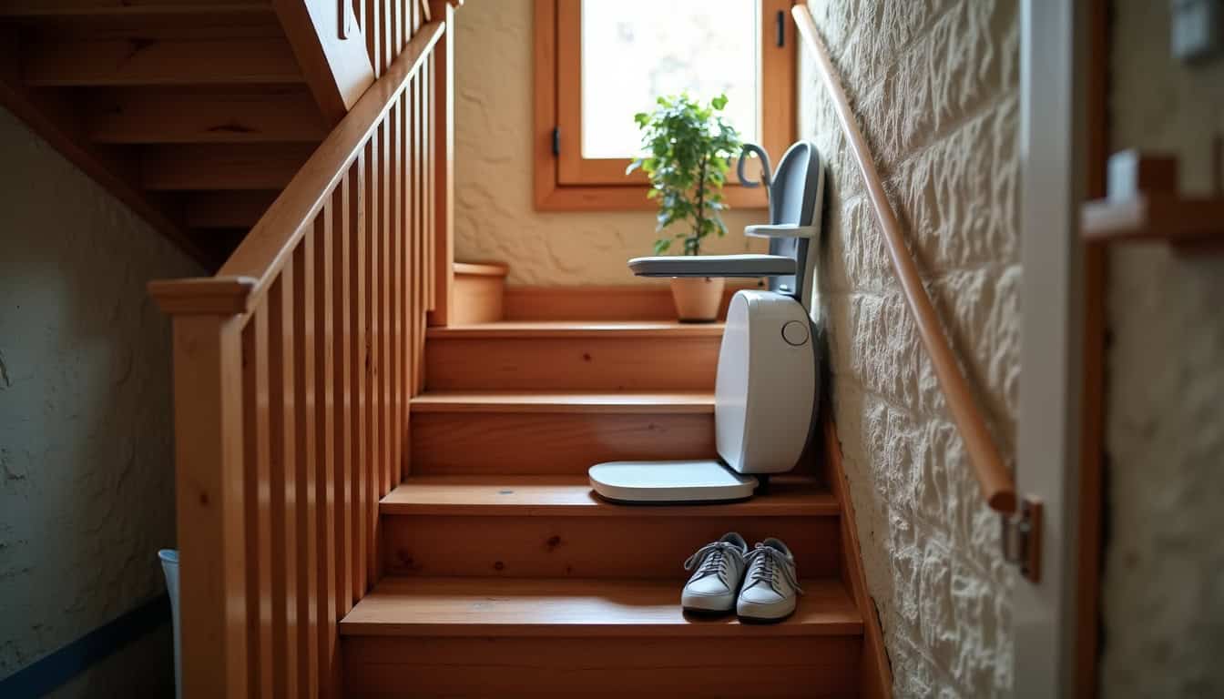 Monte-escalier en location installé temporairement dans une maison à Lombers