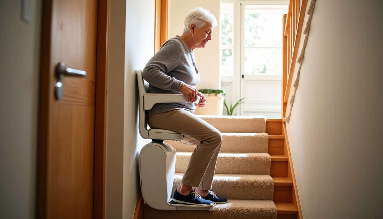 Monte-escalier en location utilisé dans une maison de Domalain pendant une convalescence