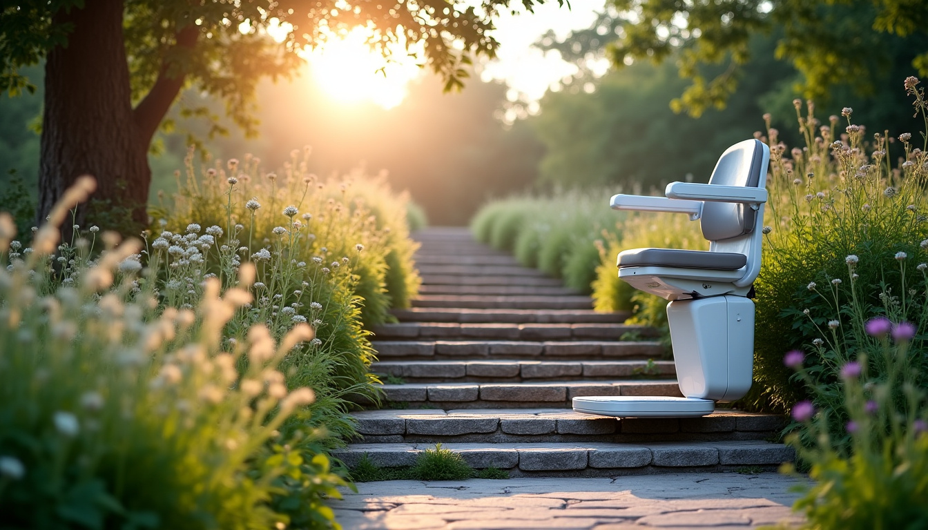 Monte-escalier extérieur installé à La Chapelle-des-Marais en milieu rural