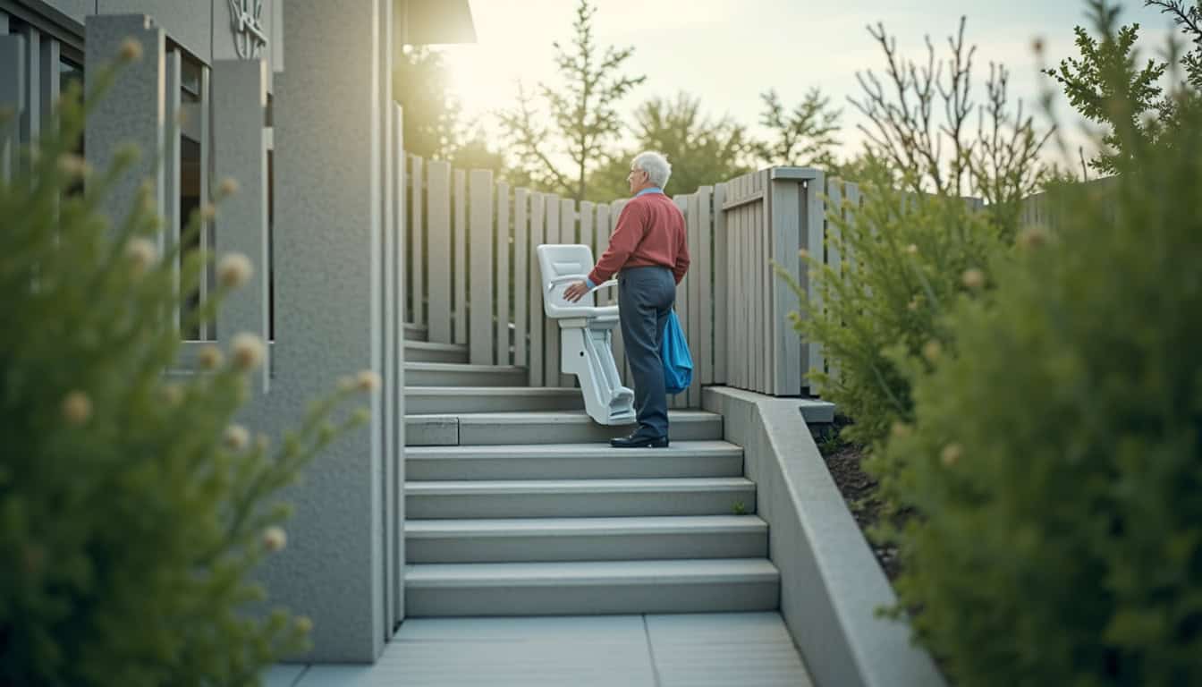 Monte-escalier extérieur installé dans une résidence à Saint-Esprit