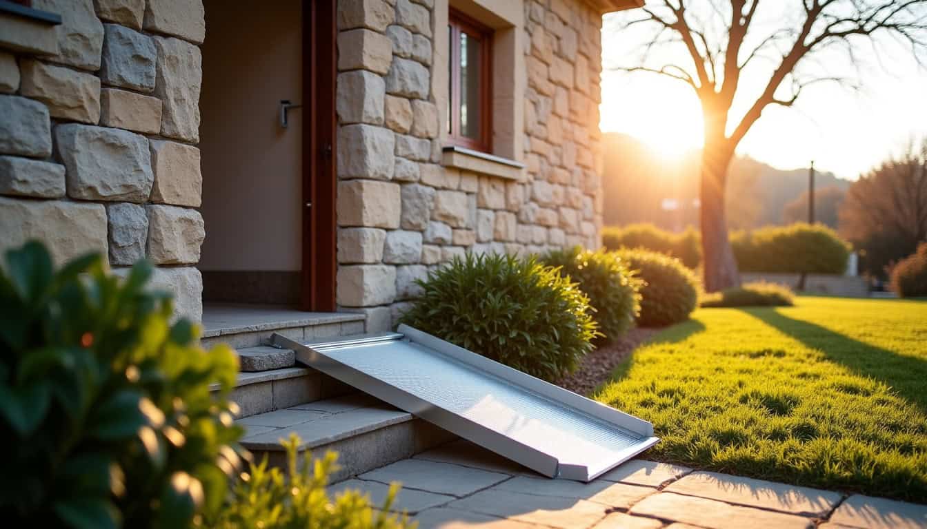 Monte-escalier extérieur installé devant une maison à Bompas