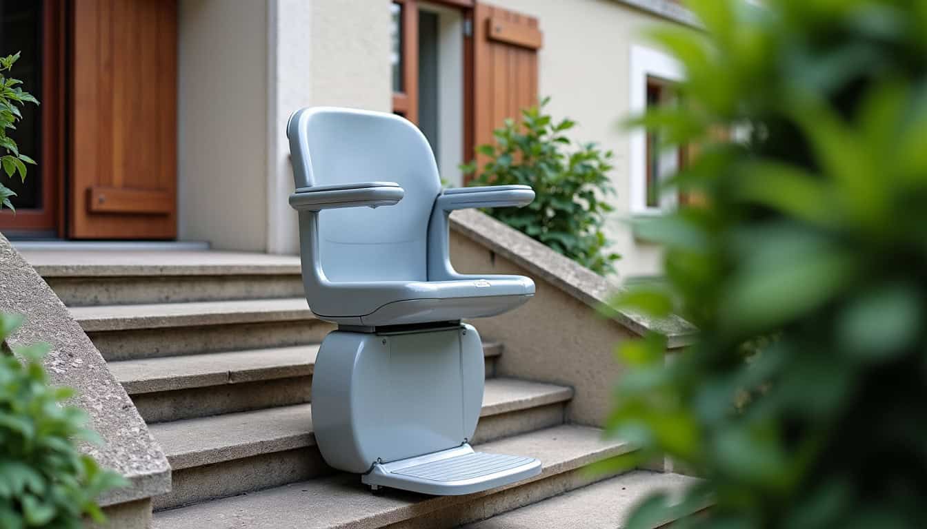 Monte-escalier extérieur installé devant une maison à Sailly-Labourse