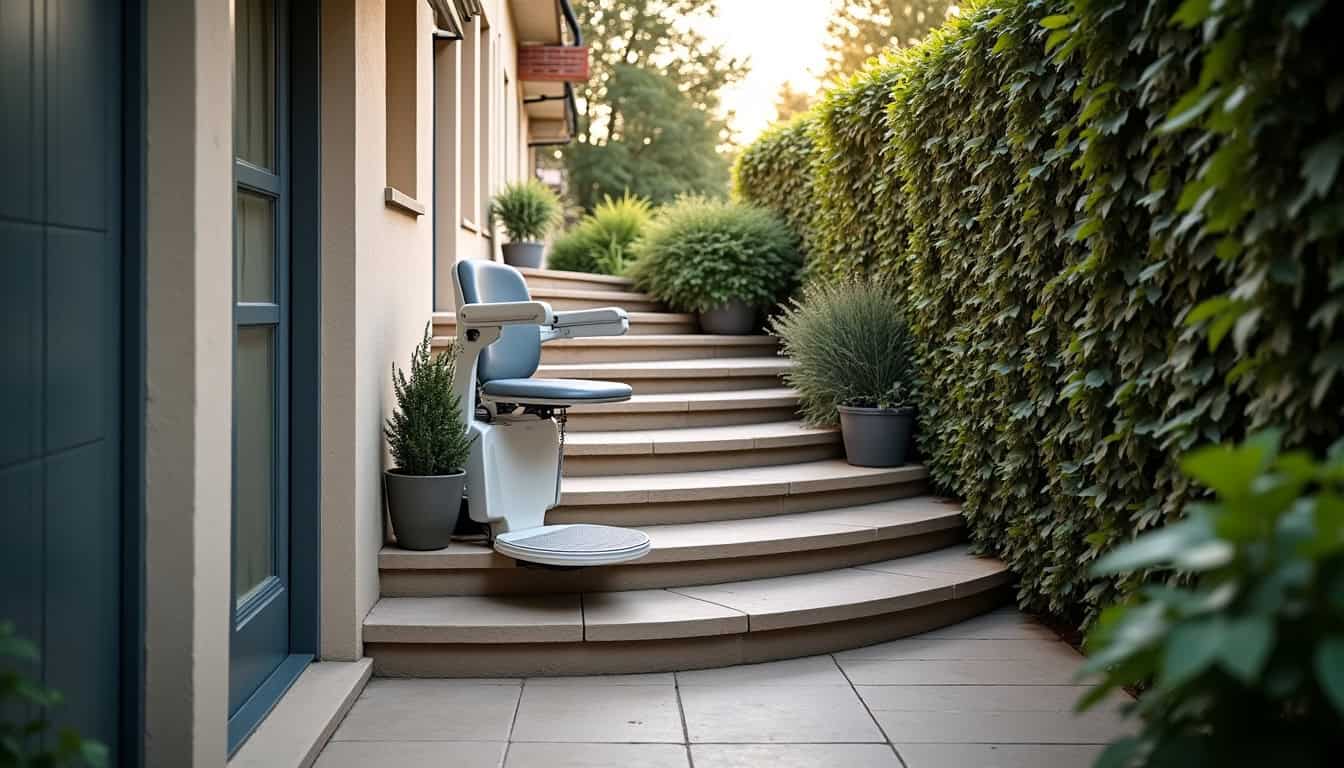 Monte-escalier extérieur installé près d