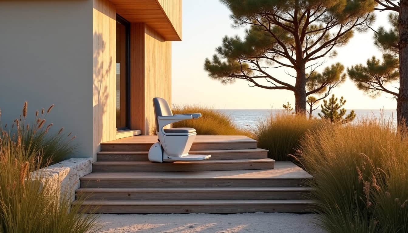 Monte-escalier extérieur installé sur une maison à Arcachon