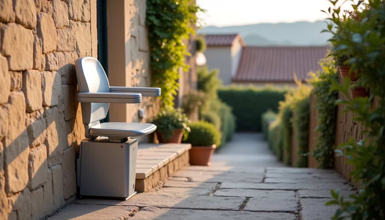 Monte-escalier extérieur installé sur une maison à Cahors