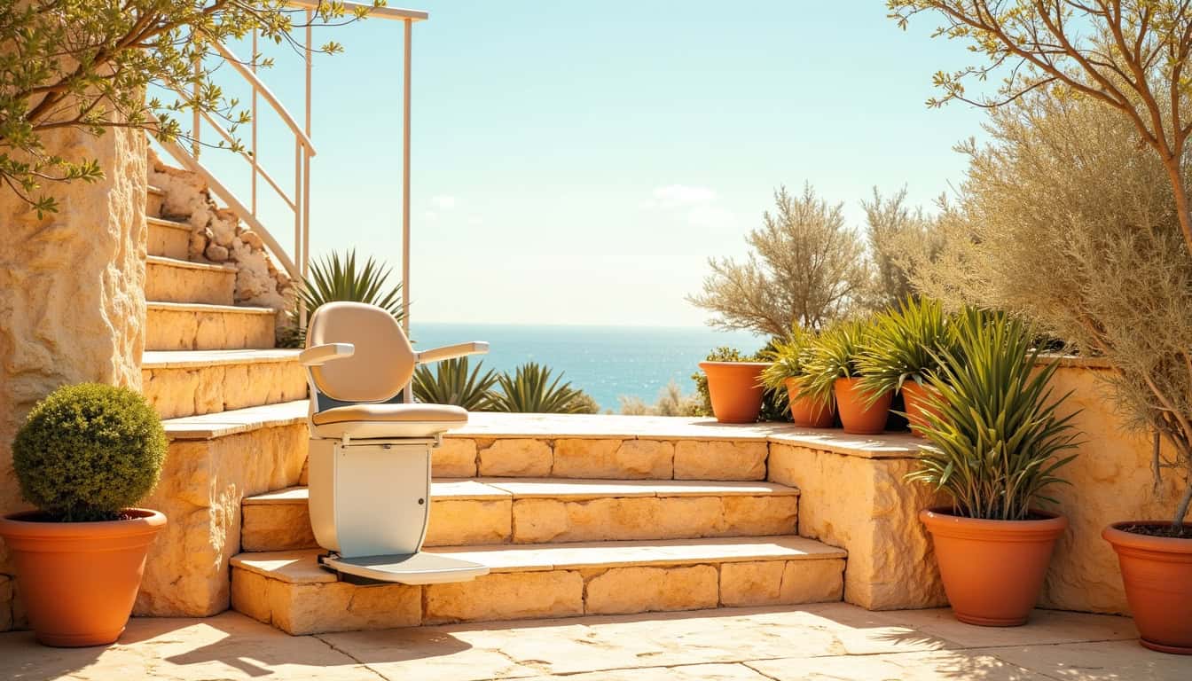 Monte-escalier extérieur installé sur une terrasse à Marseille